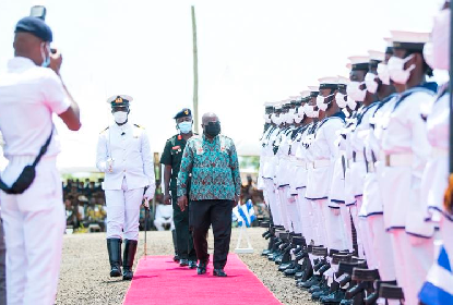 President Akufo-Addo inspecting a parade of the naval command during the ceremony