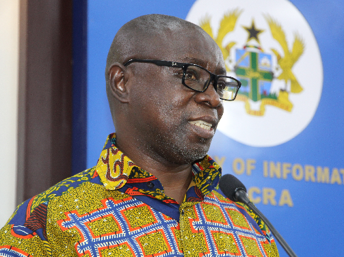 Mr. Kwaku Asomah-Cheremeh answering questions when he took his turn at the Meet-the-Press series  in Accra