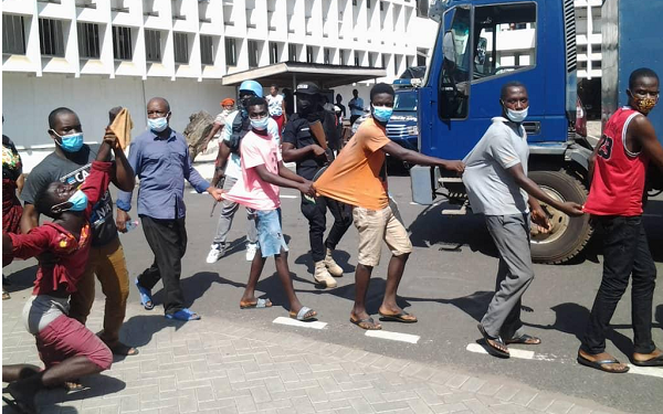 Some of the suspects leaving the court 