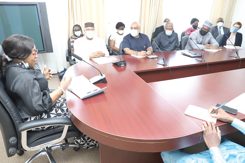  Mrs Shirley Ayorkor Botchwey holding discussions with the team from ECOWAS  in Accra. Picture: SAMUEL TEI ADANO