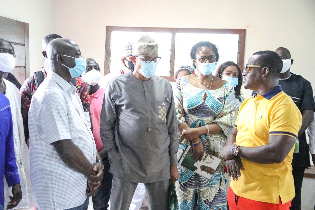  The Minister of Inner City and Zongo Development, Dr Mustapha Hamid (middle) and Samuel Atta Akyea, Minister of Works and Housing (left) interacting with the CEO of Wembley Sports Construction Company LTD, Robert Coleman