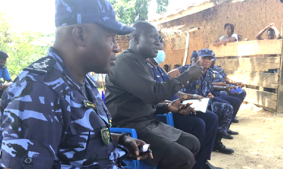 Col Kwadwo Damoah (2nd left) with the top hierarchy of the Customs Division during the interaction with staff in the Oti Region