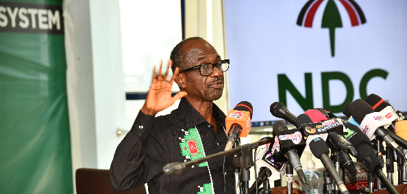 Mr Johnson Asiedu Nketiah addressing the press conference. Picture: EBOW HANSON