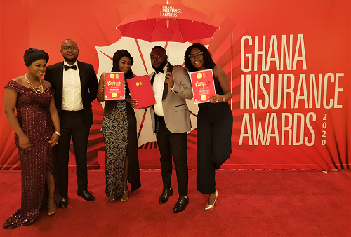 Some staff of BIMA Ghana displaying their awards