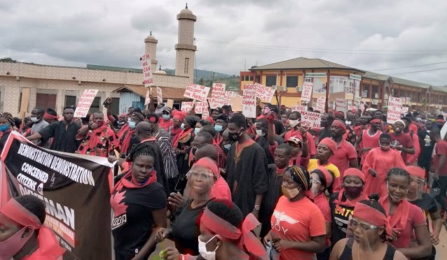 Demo hits ex-President Mahama over "Akyem Sakawa Boys" comment