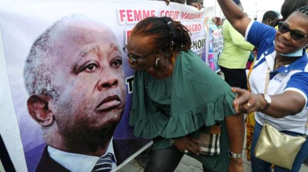 Supporters of Laurent Gbagbo had filed his candidacy for the presidencyImage caption: Supporters of Laurent Gbagbo had filed his candidacy for the presidency