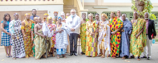  Former President Rawlings with the delegation of chiefs and queenmothers