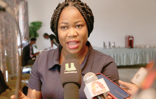 Mrs Ruth Ferkah Kyere explaining a point to journalists during the programme. Picture: NII MARTEY M. BOTCHWAY