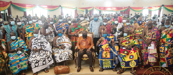  President Akufo-Addo with some members of the Regional House of Chiefs  of Western North