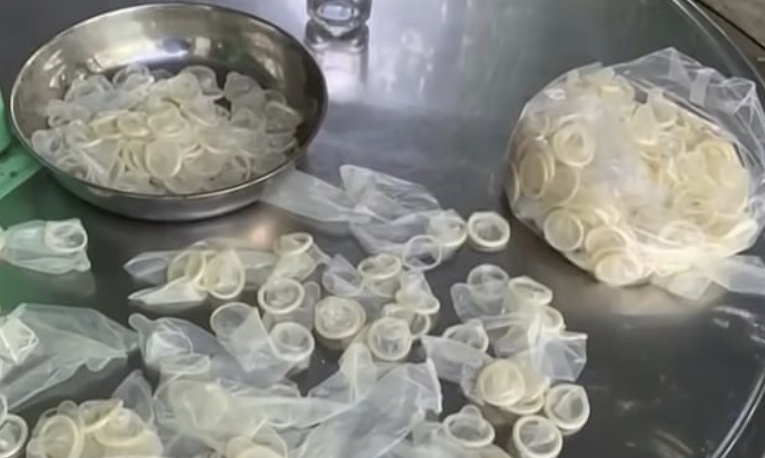 The number of used condoms already sold is unclear. Photograph: AP