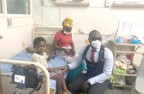 Margaret Dansoaa (left) a beneficiary with her grandmother (middle) and Rev. Amaris Perbi during the visit at the Eastern Regional Hospital