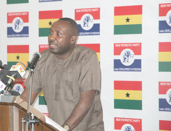 Mr John Boadu, General Secretary of NPP, addressing the press. Picture: ESTHER ADJEI