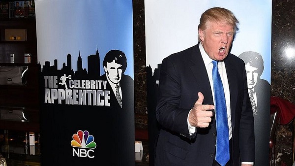 captionPresident Trump, pictured in 2015 at the launch of The Celebrity Apprentice TV series, made $427.4m in 2018 from the show