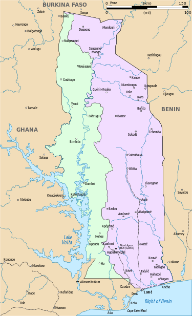 The Area in Green is then Western Togoland (The southern half is the areas active for separatist activities)