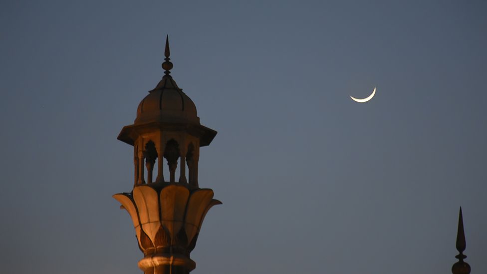 Muslim people abstain from eating and drinking between sunrise and sunset during Ramadan