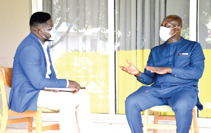  Col Kwadwo Damoah (right), the Commissioner of the Customs Division, in an interview with a Graphic reporter, Mr Maclean Kwofi. Picture: ALBERTA MORTTY