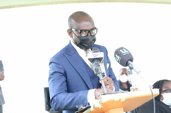 Mr Godfred Yeboah Dame (left), Attorney-General and Minister of Justice, addressing participants at the meeting. Picture: EDNA SALVO-KOTEY
