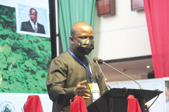 Mr Samuel Abu Jinapor, the Minister for Lands and Natural Resources, giving the opening remarks on the second day of the National Dialogue on Small Scale Mining.