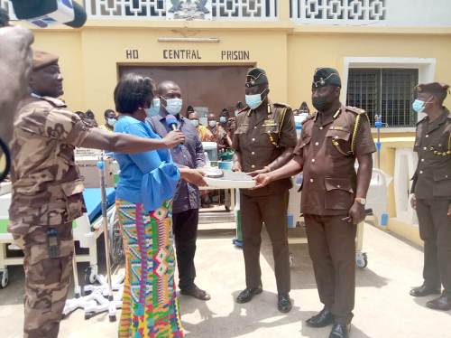 Ms Angela Alorwu-Tay, the MP for Afadzato South, presenting the equipment to the prisons service