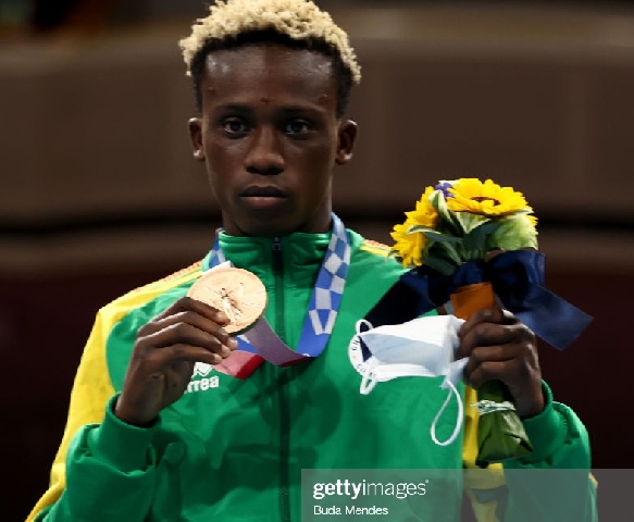 Samuel Takyi with his Olympics medal