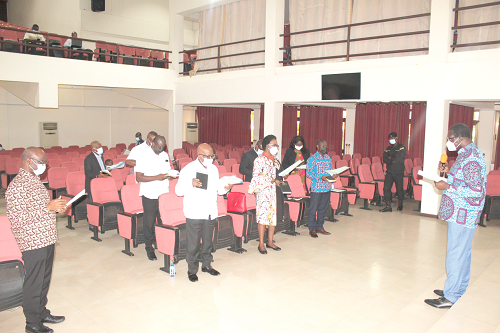 Dr Yaw Osei Adutwum, Minister of Education, swearing in the Governing Council of the Ghana Institute of Managment and Public Administration (GIMPA). Picture: Maxwell Ocloo