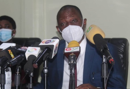 Dr. Patrick Kuma-Aboagye, Director-General of the GHS, addressing the media