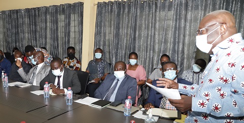 • Dr Kwaku Afriyie (right), Minister of Science, Technology and Innovation, addressing participants in the meeting. Picture: EDNA SALVO-KOTEY