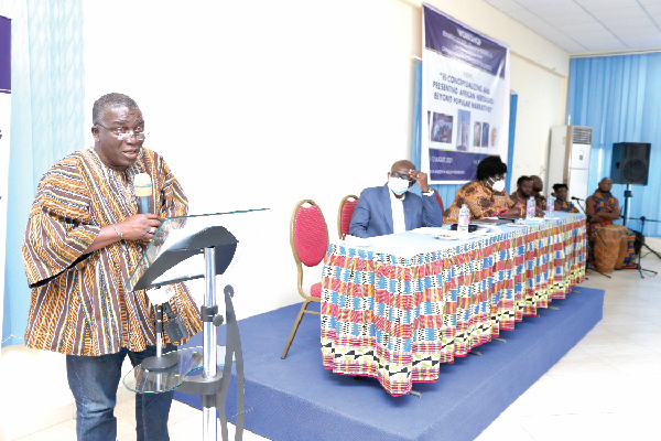 Nana Kobina Nketsia V, Omanhen of Essikado Traditional Area, delivering the keynote address. Picture: NII MARTEY M. BOTCHWAY