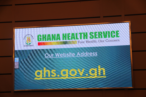A banner displaying the revised website of the GHS. Picture: ESTHER ADJEI 