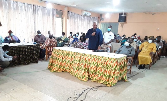 Former President John Dramani Mahama addressing members of the Upper East Regional House of Chiefs as part of his "Thank You Tour" of the Upper East Region