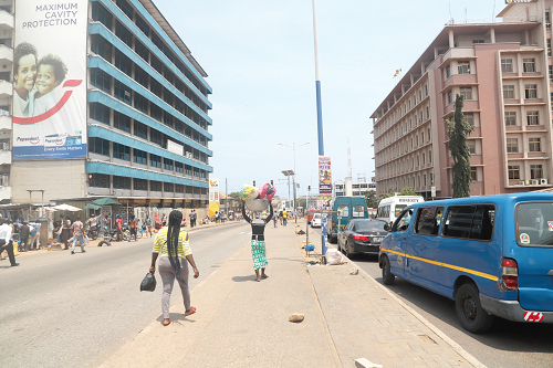 Median of the Kwame Nkrumah Avenue cleared by the taskforce. Picture: GABRIEL AHIABOR