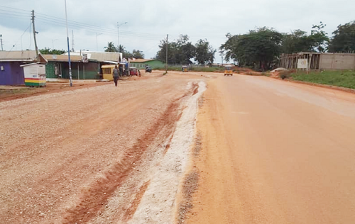 A section of the Hospital Road at Goaso being reconstructed into a dual carriage road