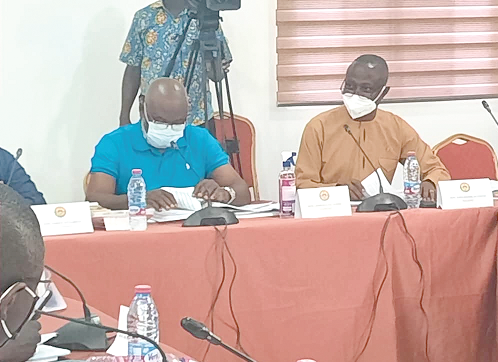 Mr James Klutse Avedzi  (left), the Chairman of PAC, and Mr Kofi Okyere-Agyekum, the Ranking Member of PAC  