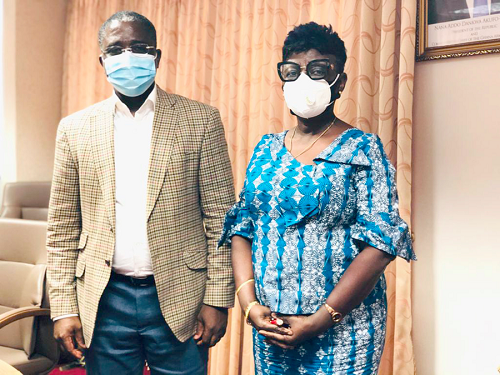 Mr Vincent Okyere Akomeah (left), MD, CMC, with Ms Benonita Bismarck, CEO, GSA