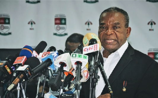 • Nana Ato Dadzie, Chairman of the NDC reforms committee, addressing the press conference. Picture: EBOW HANSON