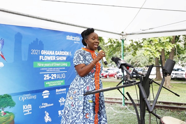 Ms Esther Cobbah launching the Ghana Garden and Flower Show. Picture: NII MARTEY BOTCHWAY