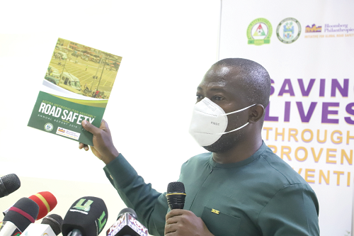 Mr Mohammed Adjei Sowah, Mayor of Accra, launching the road safety report in Accra. Picture: GABRIEL AHIABOR
