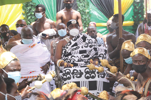  Nana Otuo Siriboe II, the Juabenhene, seated at the thanksgiving service. Pictures EMMANUEL BAAH