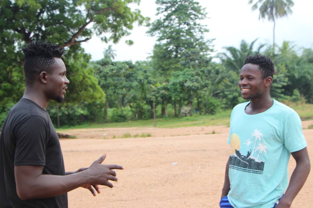 Issah Yakubu(left) interacts with a talent Mohammed Gafar