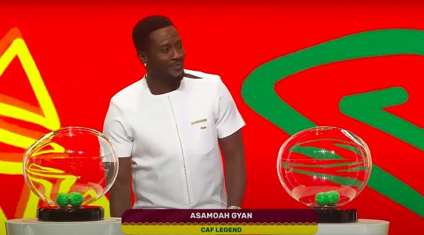Ghana legend Asamoah Gyan took part in the live draw in Yaounde on Tuesday