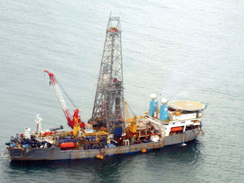 One of the drill ships in the offshore oil blocks