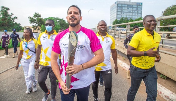 Mr George Massih participating in the recent Queen’s Baton Relay in Accra
