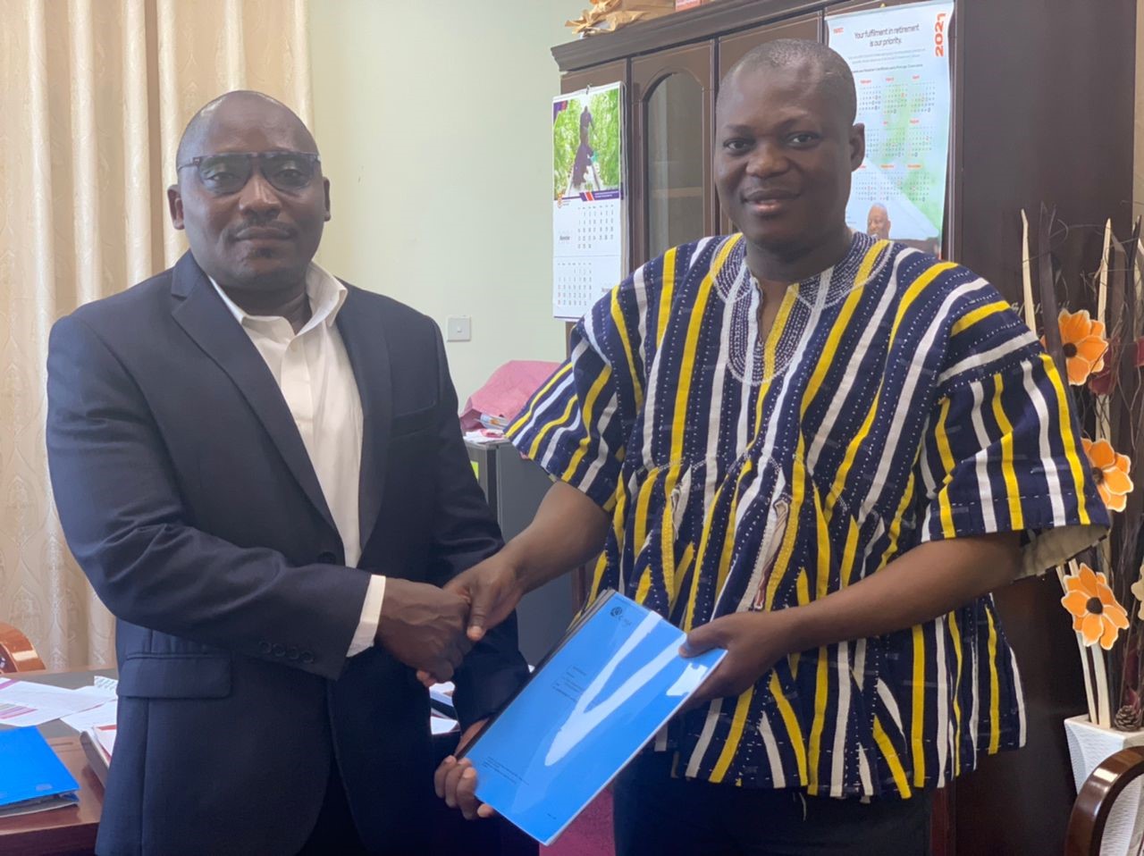 Mr. Paul Aninakwah (left) Country Director, CIMA Ghana with Prof John G. Gatsi, Dean, UCC School of Business after the signing.