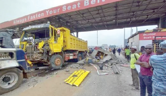 Flashback: An accident scene on the Tema Motorway which led to the death of a toll attendant and destruction of a toll booth
