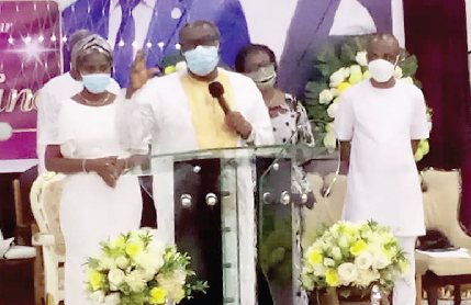 Apostle Richard Buafor speaking at the ceremony