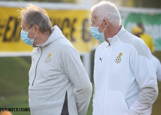Mike Stankovic (right) is working alongside Black Stars coach Milovan Rajevac in Doha