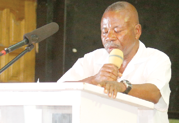  Mr Eric Bortey (inset) addressing the meeting. Picture: Caleb Vanderpuye