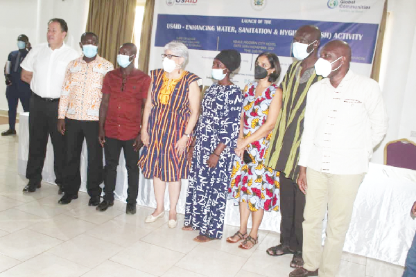 Ms Stephanie Sullivan (4th from left), US Ambassador, with some officials of the project and the Ministry of Sanitation and Water Resources