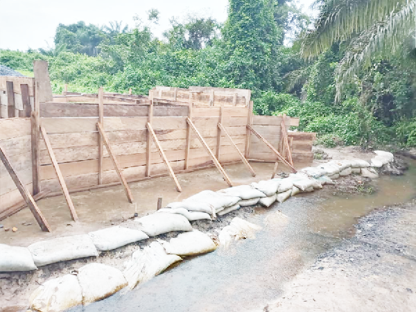 The bridge under construction at Yabiw community in the Ahanta West municipality