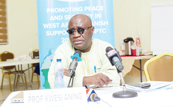 Prof. Kwesi Aning, Director of the Faculty of Academic Affairs and Research of the Kofi Annan International Peacekeeping Training Centre, delivering his presentation